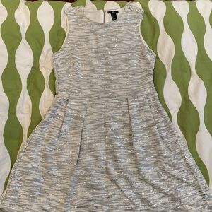 H&M grey and white A-line tank dress